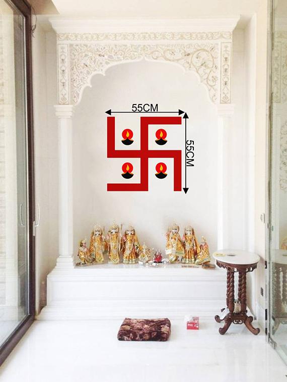 Rawpockets Wall Decals ' Swastik Sign with Lamps ' Wall stickers (PVC Vinyl) Multicolour - 15733971 - Zoom Image - 2