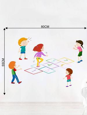 Rawpockets Wall Decals ' Group of Kids Playing Outdoor Game ' Wall stickers (PVC Vinyl) Multicolour - 15733975 - Standard Image - 2