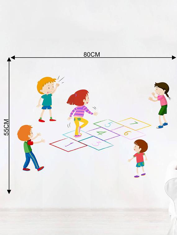 Rawpockets Wall Decals ' Group of Kids Playing Outdoor Game ' Wall stickers (PVC Vinyl) Multicolour - 15733975 - Zoom Image - 2