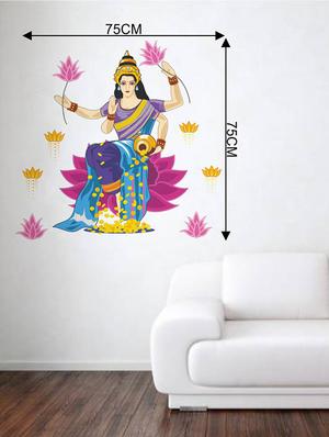 Rawpockets Wall Decals ' Goddess Lakshmi Blessing Gold ' Wall stickers (PVC Vinyl) Multicolour - 15733981 - Standard Image - 2
