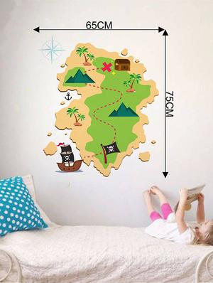 Rawpockets Wall Decals ' Pirates Map and Treasure ' Wall stickers (PVC Vinyl) Multicolour - 15733992 - Standard Image - 2
