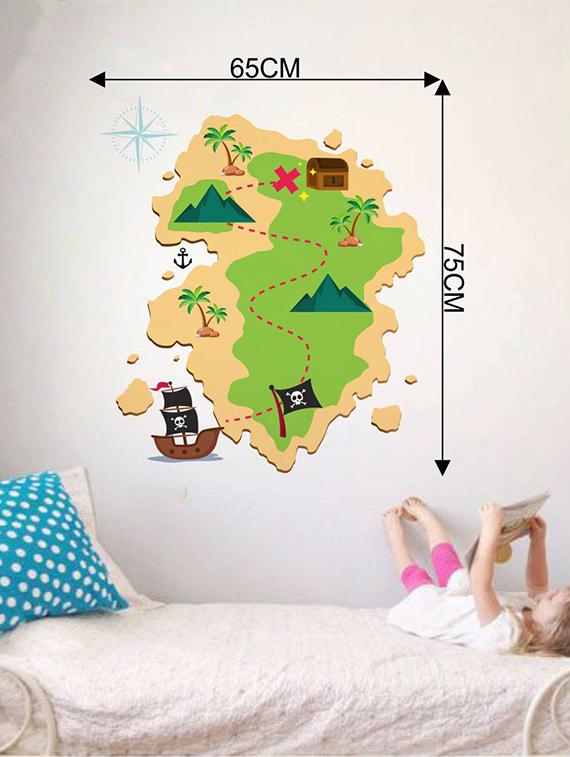 Rawpockets Wall Decals ' Pirates Map and Treasure ' Wall stickers (PVC Vinyl) Multicolour - 15733992 - Zoom Image - 2
