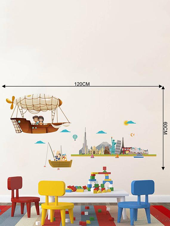 Rawpockets Wall Decals ' Travel around the World ' Wall stickers (PVC Vinyl) Multicolour - 15733994 - Zoom Image - 2