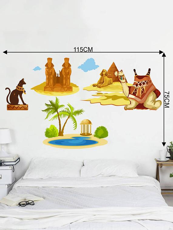 Rawpockets Wall Decals ' Egypt Story with Pyramid and Camel ' Wall stickers (PVC Vinyl) Multicolour - 15734006 - Zoom Image - 2