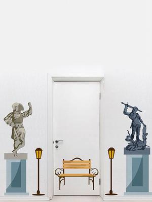Rawpockets Wall Decals ' Vintage City Art ' Wall stickers (PVC Vinyl) Multicolour - 15734010 - Standard Image - 2