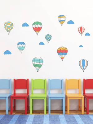 Rawpockets Wall Decals ' Air Ballon Story - Kid's Room ' Wall stickers (PVC Vinyl) Multicolour - 15734027 - Standard Image - 2