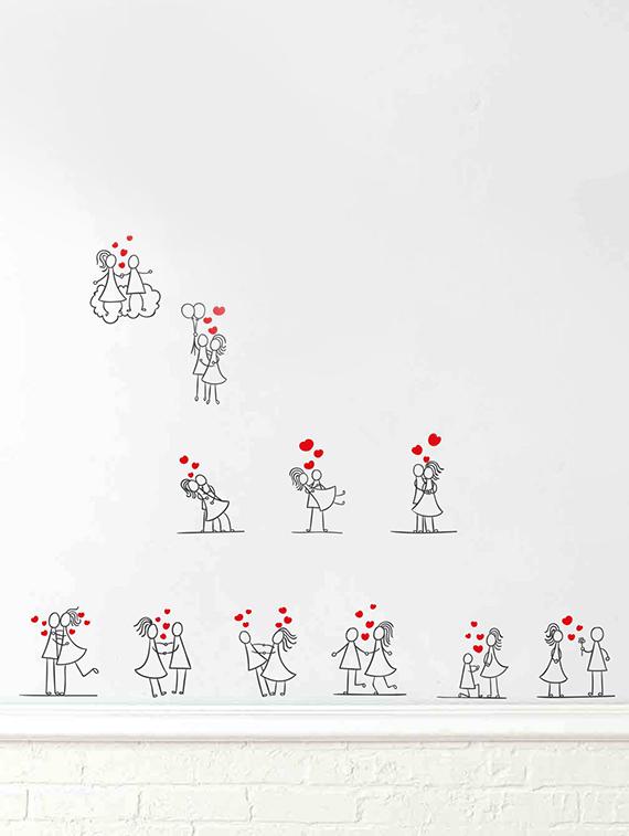 Rawpockets Wall Decals ' Beautiful Love Story ' Wall stickers (PVC Vinyl) Multicolour - 15734043 - Zoom Image - 2