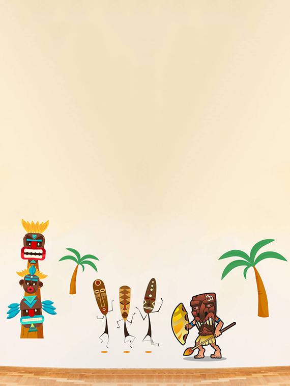 Rawpockets Wall Decals ' African Tribal Story ' Wall stickers (PVC Vinyl) Multicolour - 15734044 - Zoom Image - 2