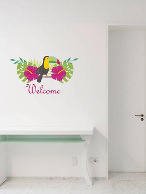 Rawpockets Wall Decals ' Welcome with Bird - Living Room ' Wall stickers (PVC Vinyl) Multicolour - 15734048 - Standard Image - 2