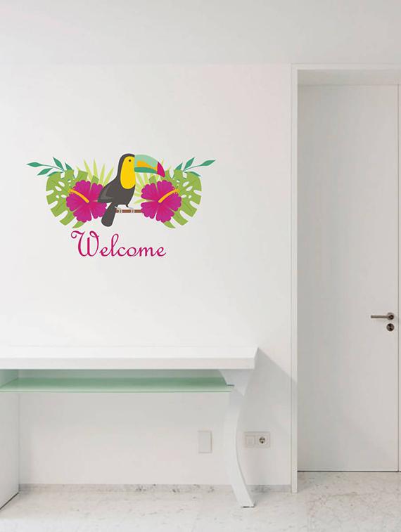 Rawpockets Wall Decals ' Welcome with Bird - Living Room ' Wall stickers (PVC Vinyl) Multicolour - 15734048 - Zoom Image - 2