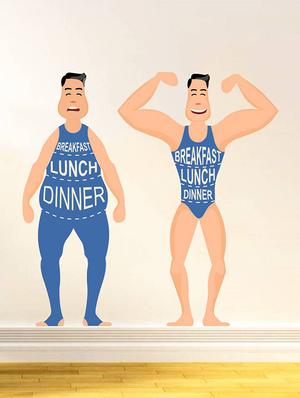 Rawpockets Wall Decals ' Breakfast Lunch Dinner - Health Quote ' Wall stickers (PVC Vinyl) Multicolour - 15734052 - Standard Image - 2