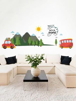 Rawpockets Wall Decals ' Let's go Travel and Nature ' Wall stickers (PVC Vinyl) Multicolour - 15734053 - Standard Image - 2