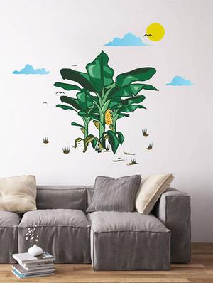 Rawpockets Wall Decals ' Banana Tree Story with Sunrise ' Wall stickers (PVC Vinyl) Multicolour - 15734054 - Standard Image - 2