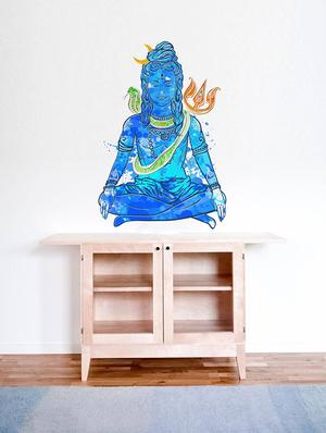 Rawpockets Wall Decals ' Divine Lord Shiva Bluish ' Wall stickers (PVC Vinyl) Multicolour - 15734056 - Standard Image - 2