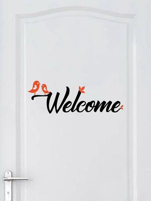 Rawpockets Wall Decals ' Welcome Bird - Door Decorative ' Wall stickers (PVC Vinyl) Multicolour - 15734057 - Standard Image - 2