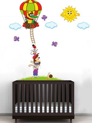 Rawpockets Wall Decals ' Animals and Hot Air Baloon Story - Kid's Room ' Wall stickers (PVC Vinyl) Multicolour - 15734060 - Standard Image - 2