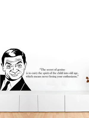 Rawpockets Wall Decals ' " The Secret of Genius " Quote with Mr.Bean ' Wall stickers (PVC Vinyl) Multicolour - 15734064 - Standard Image - 2
