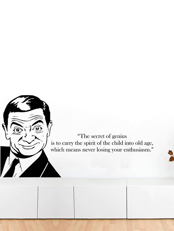 Rawpockets Wall Decals ' " The Secret of Genius " Quote with Mr.Bean ' Wall stickers (PVC Vinyl) Multicolour - 15734064 - Zoom Image - 2