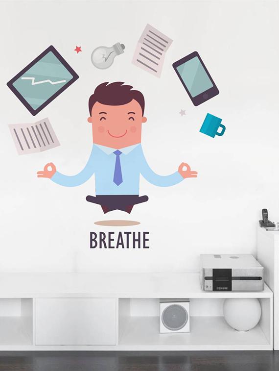 Rawpockets Wall Decals ' Breathe Infograph - Office ' Wall stickers (PVC Vinyl) Multicolour - 15734066 - Zoom Image - 2