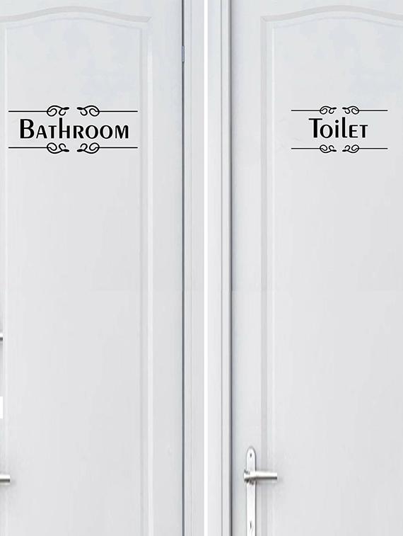 Rawpockets Wall Decals ' Toilet and Bathroom Sign ' Wall stickers (PVC Vinyl) Multicolour - 15734069 - Zoom Image - 2