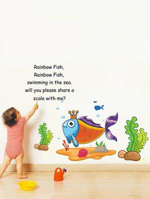 Rawpockets Wall Decals ' Rainbow Fish Rainbow Fish Poem - Kid's Room ' Wall stickers (PVC Vinyl) Multicolour - 15734078 - Standard Image - 2