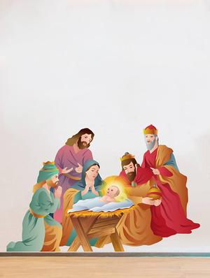 Rawpockets Wall Decals ' Lord Jesus Born Story ' Wall stickers (PVC Vinyl) Multicolour - 15734082 - Standard Image - 2