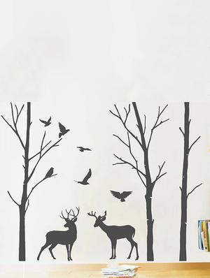 Rawpockets Wall Decals ' Deer and Jungle Black Story ' Wall stickers (PVC Vinyl) Multicolour - 15734083 - Standard Image - 2