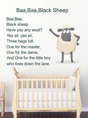 Rawpockets Wall Decals ' Baa Baa Black Sheep Kid's Poem - Kid's Room ' Wall stickers (PVC Vinyl) Multicolour - 15734084 - Standard Image - 2