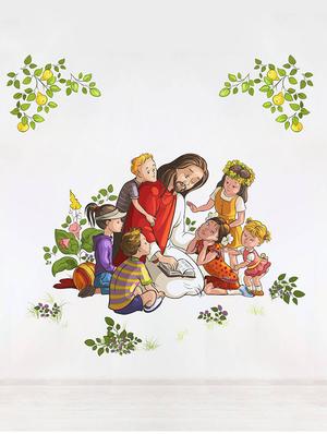 Rawpockets Wall Decals ' Lord Jesus with Kids ' Wall stickers (PVC Vinyl) Multicolour - 15734085 - Standard Image - 2