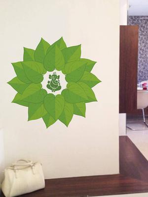 Rawpockets Wall Decals ' Lord Ganesha Green Decorative Leaves ' Wall stickers (PVC Vinyl) Multicolour - 15734092 - Standard Image - 2