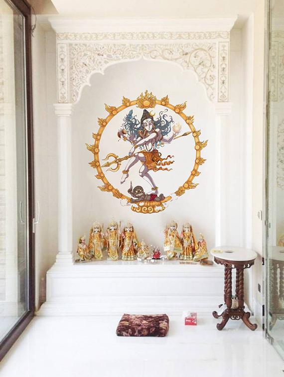Rawpockets Wall Decals ' Lord Shiva - Natarajar Dancing ' Wall stickers (PVC Vinyl) Multicolour - 15734093 - Zoom Image - 2