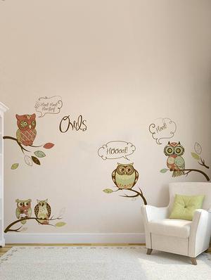 Rawpockets Wall Decals ' Owls Family Story - Kid's Room ' Wall stickers (PVC Vinyl) Multicolour - 15734094 - Standard Image - 2