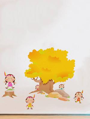 Rawpockets Wall Decals ' Jungle Story and Tribal Girls- Kids Room ' Wall stickers (PVC Vinyl) Multicolour - 15734095 - Standard Image - 2