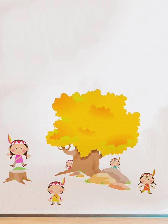 Rawpockets Wall Decals ' Jungle Story and Tribal Girls- Kids Room ' Wall stickers (PVC Vinyl) Multicolour - 15734095 - Zoom Image - 2