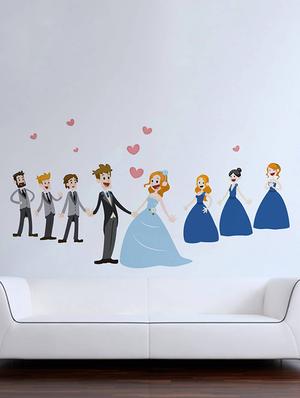 Rawpockets Wall Decals ' Couple Marriage and Their Friends ' Wall stickers (PVC Vinyl) Multicolour - 15734101 - Standard Image - 2