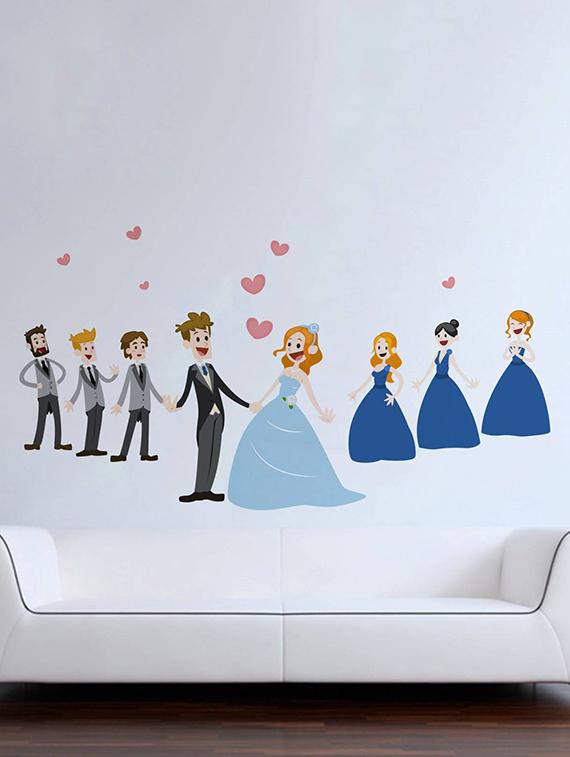 Rawpockets Wall Decals ' Couple Marriage and Their Friends ' Wall stickers (PVC Vinyl) Multicolour - 15734101 - Zoom Image - 2