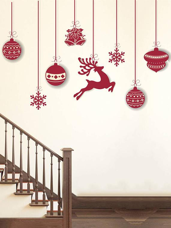 Rawpockets Wall Decals ' Christmas Hanging Decorative ' Wall stickers (PVC Vinyl) Multicolour - 15734111 - Zoom Image - 2