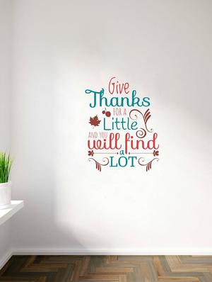 Rawpockets Wall Decals ' " Give thanks " Quote ' Wall stickers (PVC Vinyl) Multicolour - 15734115 - Standard Image - 2