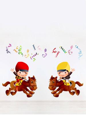 Rawpockets Wall Decals ' Champion Kids Riding Horse - Kids Room ' Wall stickers (PVC Vinyl) Multicolour - 15734116 - Standard Image - 2