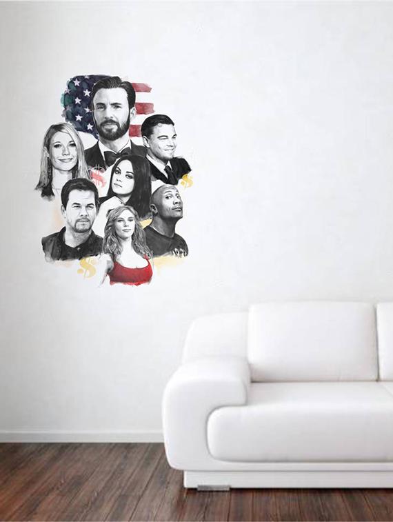 Rawpockets Wall Decals ' Hollywood Movie Stars ' Wall stickers (PVC Vinyl) Multicolour - 15734118 - Zoom Image - 2