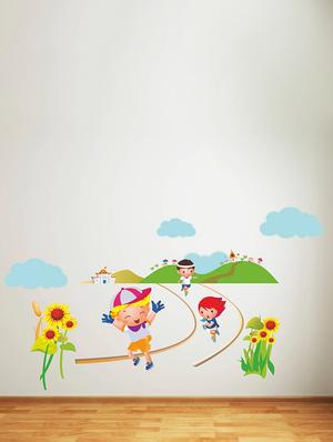 Rawpockets Wall Decals ' Kids Marathon - Kids Room ' Wall stickers (PVC Vinyl) Multicolour - 15734119 - Standard Image - 2