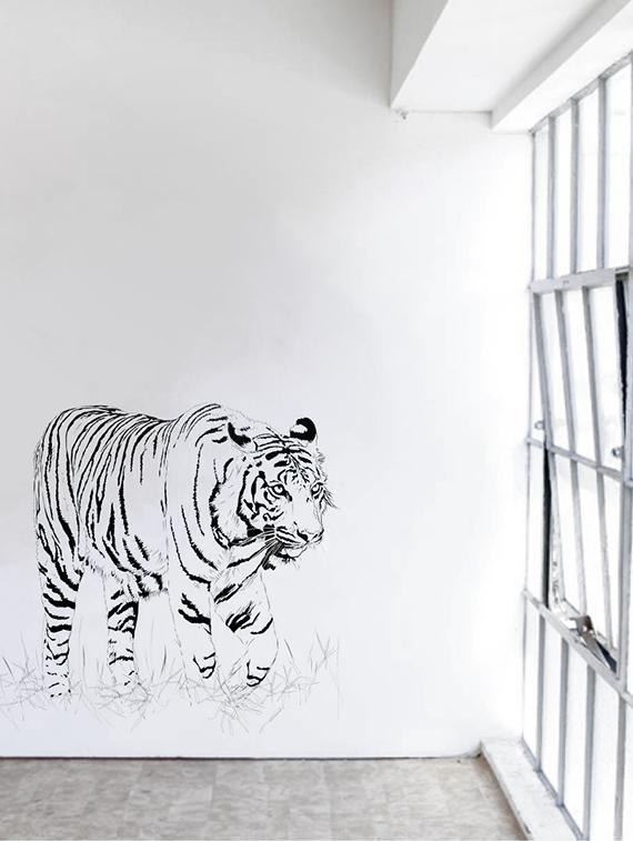 Rawpockets Wall Decals ' Indian Bengal Tiger ' Wall stickers (PVC Vinyl) Multicolour - 15734126 - Zoom Image - 2