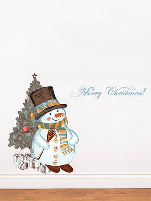 Rawpockets Wall Decals ' Snowman Merry Christmas Decorative ' Wall stickers (PVC Vinyl) Multicolour - 15734127 - Standard Image - 2