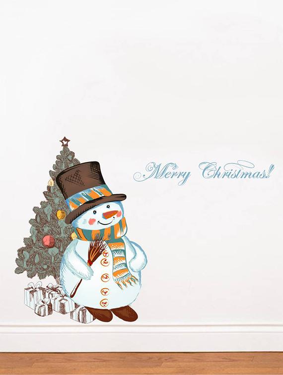 Rawpockets Wall Decals ' Snowman Merry Christmas Decorative ' Wall stickers (PVC Vinyl) Multicolour - 15734127 - Zoom Image - 2