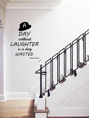 Rawpockets Wall Decals ' Charlie Chaplin Laughter Quote ' Wall stickers (PVC Vinyl) Multicolour - 15734131 - Standard Image - 2