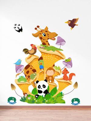 Rawpockets Wall Decals ' Animals Tree House - Kids Room ' Wall stickers (PVC Vinyl) Multicolour - 15734132 - Standard Image - 2