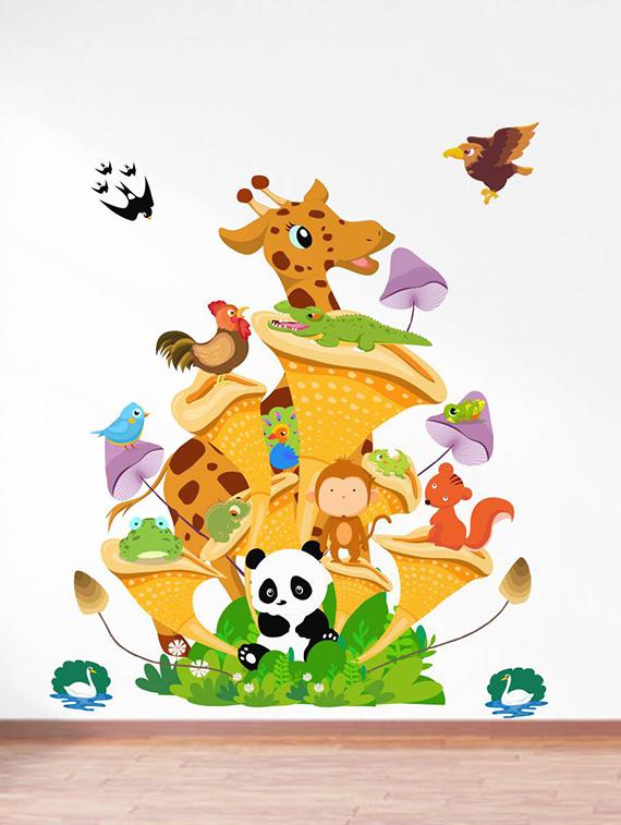 Rawpockets Wall Decals ' Animals Tree House - Kids Room ' Wall stickers (PVC Vinyl) Multicolour - 15734132 - Zoom Image - 2