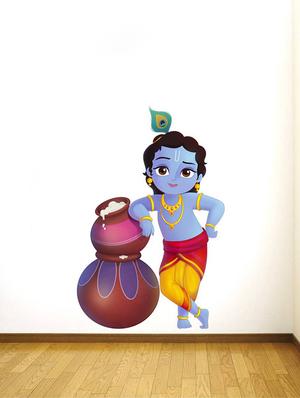 Rawpockets Wall Decals ' Lord Krishna and Butter Pots ' Wall stickers (PVC Vinyl) Multicolour - 15734139 - Standard Image - 2