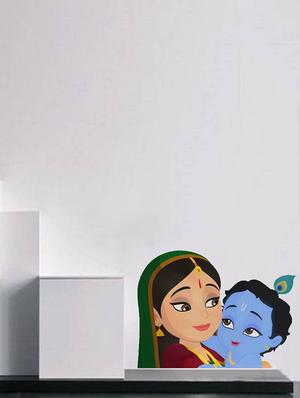 Rawpockets Wall Decals ' Lord Krishna and Mother ' Wall stickers (PVC Vinyl) Multicolour - 15734140 - Standard Image - 2