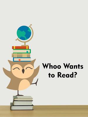 Rawpockets Wall Decals ' " Whoo Wants to Read " Cartoon Quote - Kids Room ' Wall stickers (PVC Vinyl) Multicolour - 15734148 - Standard Image - 2